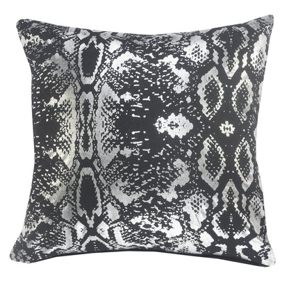 20" Black And Silver Beach Cotton Throw Pillow Cover