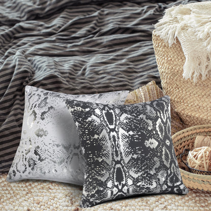20" Black And Silver Beach Cotton Throw Pillow Cover