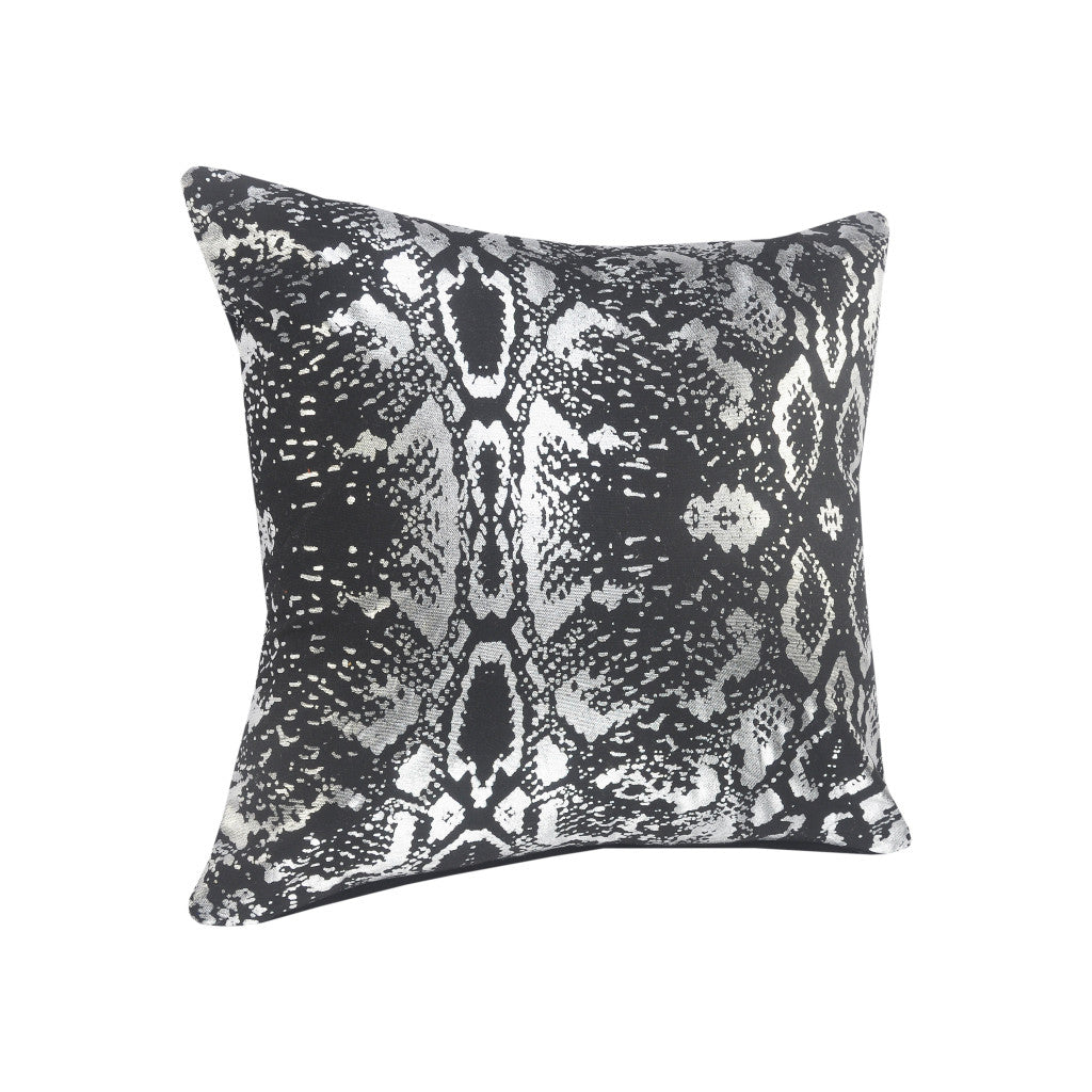 20" Black And Silver Beach Cotton Throw Pillow Cover