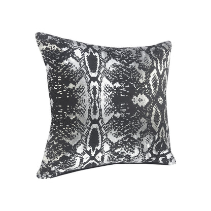 20" Black And Silver Beach Cotton Throw Pillow Cover