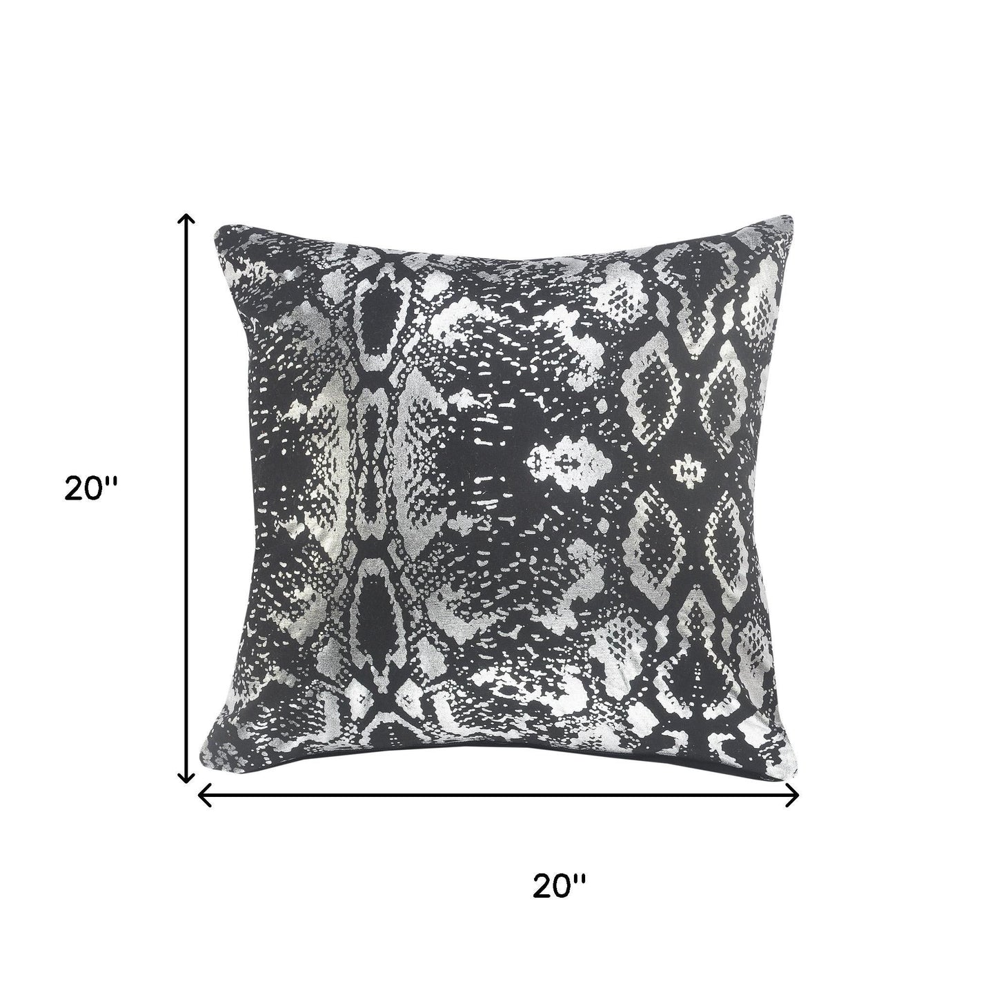 20" Black And Silver Beach Cotton Throw Pillow Cover