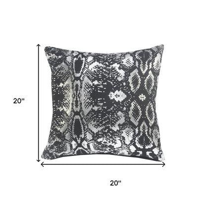 20" Black And Silver Beach Cotton Throw Pillow Cover