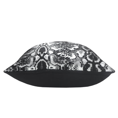 20" Black And Silver Beach Cotton Throw Pillow Cover