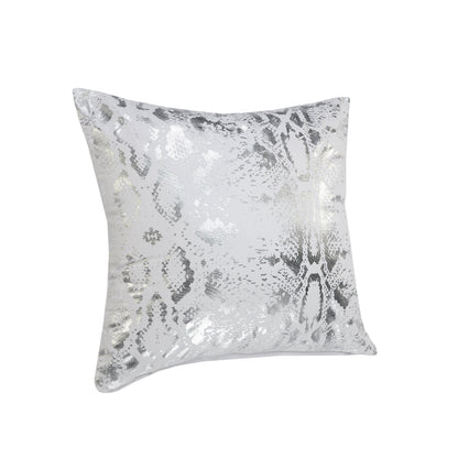 20" White And Silver Beach Cotton Throw Pillow Cover