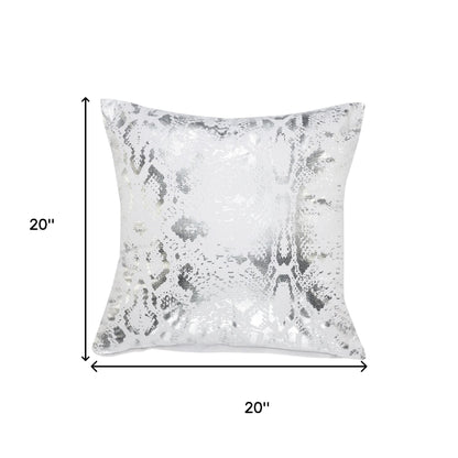 20" White And Silver Beach Cotton Throw Pillow Cover