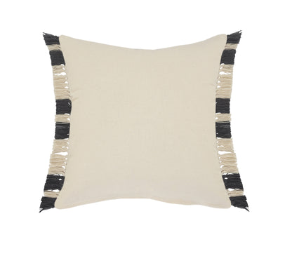 20" Gray And White Striped Cotton Throw Pillow Cover