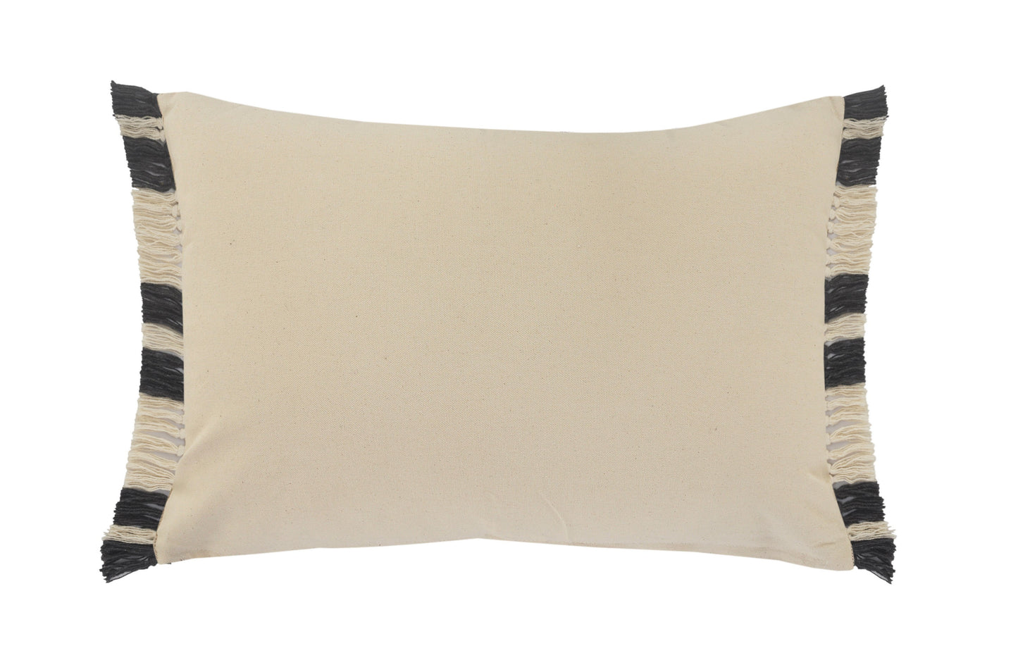 16" X 24" Gray And White Lumbar Striped Cotton Throw Pillow Cover