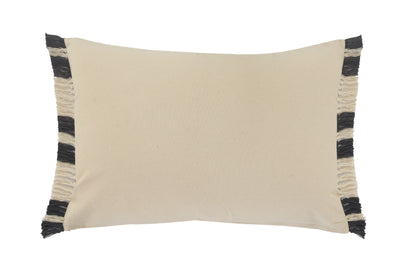 16" X 24" Gray And White Lumbar Striped Cotton Throw Pillow Cover