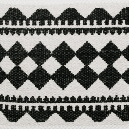 20" Black And Ivory Geometric Cotton Blend Throw Pillow Cover