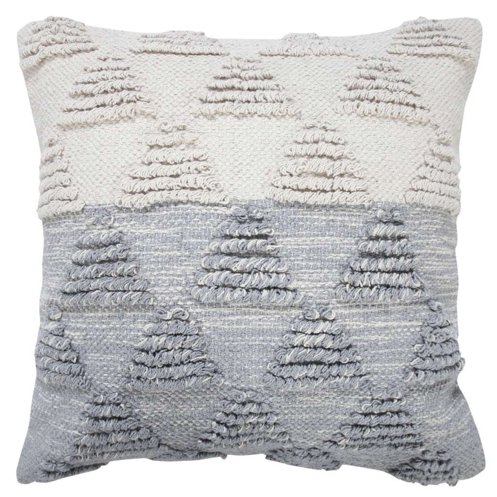 20" Gray And White Geometric Cotton Throw Pillow Cover