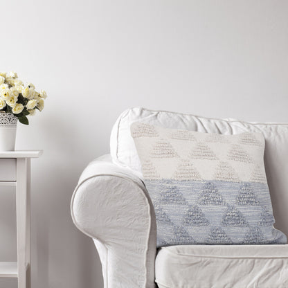 20" Gray And White Geometric Cotton Throw Pillow Cover