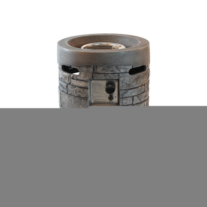 32000 BTU 26" Gray Magnesium Oxide Propane Round Fire Pit With Cover