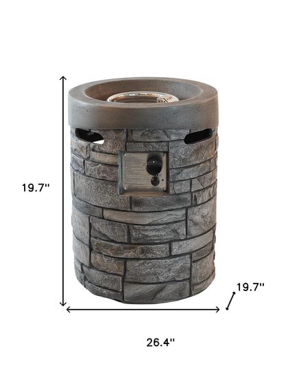 32000 BTU 26" Gray Magnesium Oxide Propane Round Fire Pit With Cover