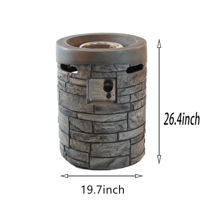 32000 BTU 26" Gray Magnesium Oxide Propane Round Fire Pit With Cover