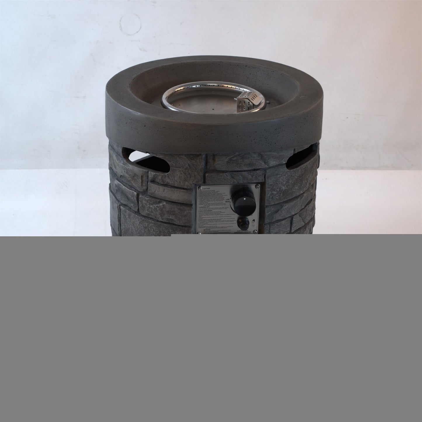32000 BTU 26" Gray Magnesium Oxide Propane Round Fire Pit With Cover
