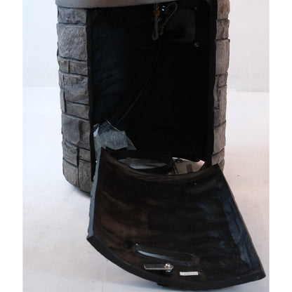 32000 BTU 26" Gray Magnesium Oxide Propane Round Fire Pit With Cover