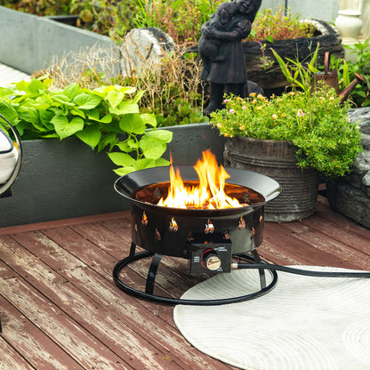 50000 BTU 19" Black Steel Propane Portable Tabletop Round Fire Pit