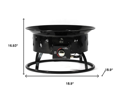 50000 BTU 19" Black Steel Propane Portable Tabletop Round Fire Pit