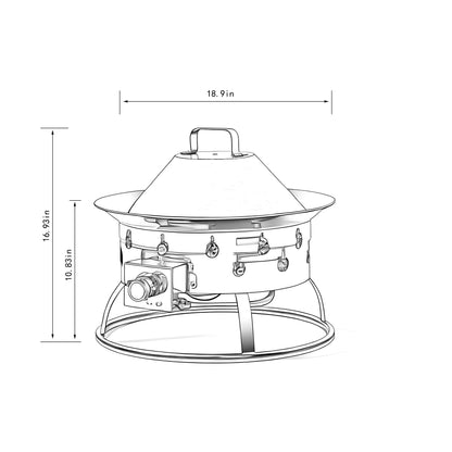 50000 BTU 19" Black Steel Propane Portable Tabletop Round Fire Pit