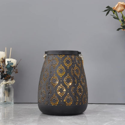 8" Black Geometric Desk Lamp With Novelty Shade