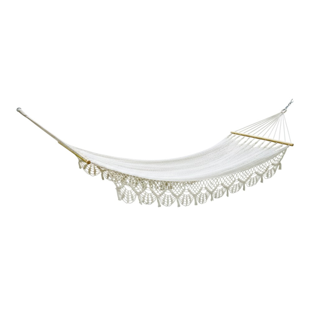 Ivory Single Spreader Bar Hammock With Lace