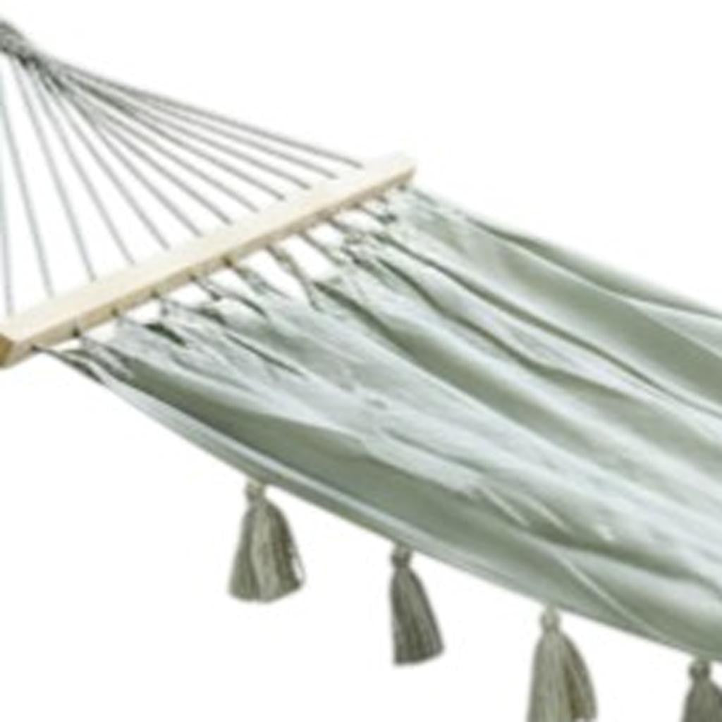 Gray Single Spreader Bar Hammock With Tassels