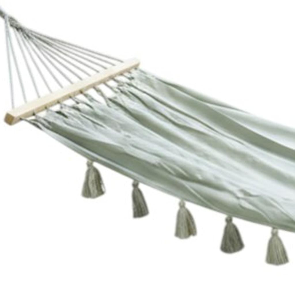 Gray Single Spreader Bar Hammock With Tassels