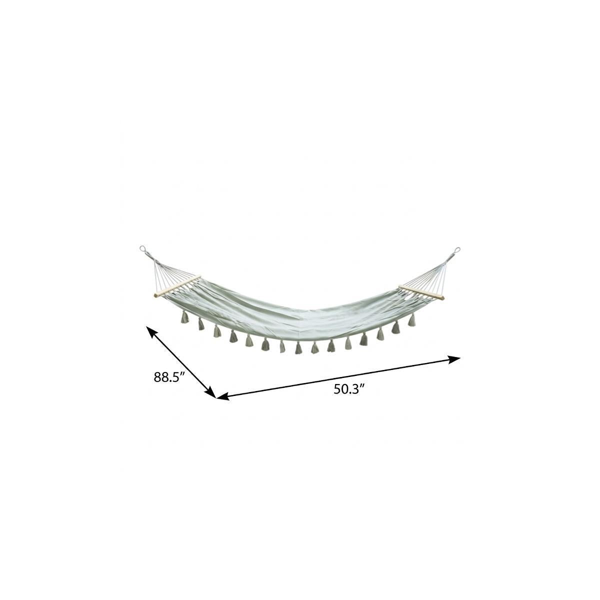 Gray Single Spreader Bar Hammock With Tassels
