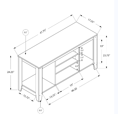 48" Brown Open Shelving TV Stand