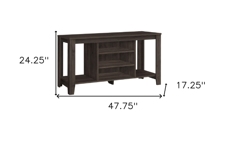 48" Brown Open Shelving TV Stand