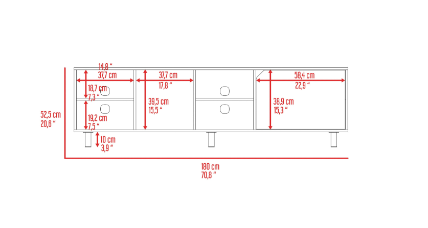 71" Natural Wood Enclosed and Open Storage TV Stand