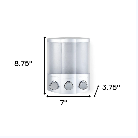 Gray Heavy Duty Plastic Three Chamber Wall Mount Soap Dispenser