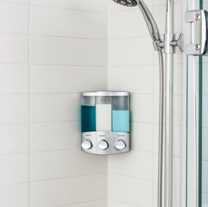 Gray Heavy Duty Plastic Three Chamber Wall Mount Soap Dispenser