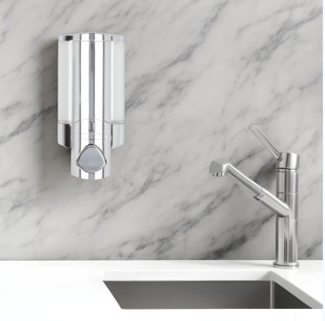 Silver Heavy Duty Plastic Wall Mount Soap Dispenser
