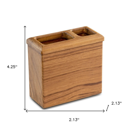 Traditional Solid Teak Rectangular Toothbrush Holder