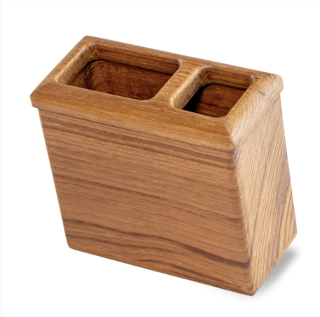 Traditional Solid Teak Rectangular Toothbrush Holder