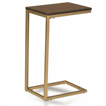25" Dark Brown Solid Wood And Steel Frame End Table