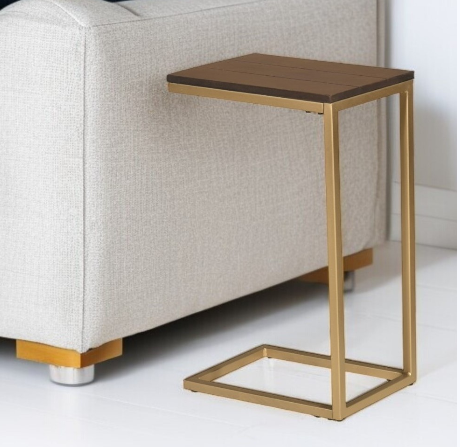 25" Dark Brown Solid Wood And Steel Frame End Table