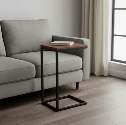 25" Black And Chestnut Solid Wood Rectangular End Table