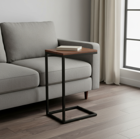 25" Black And Chestnut Solid Wood Rectangular End Table