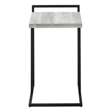 27" Gray and Black Distressed Reclaimed Wood and Metal End Table