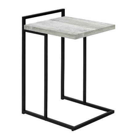 27" Gray and Black Distressed Reclaimed Wood and Metal End Table