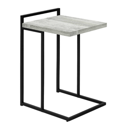27" Gray and Black Distressed Reclaimed Wood and Metal End Table