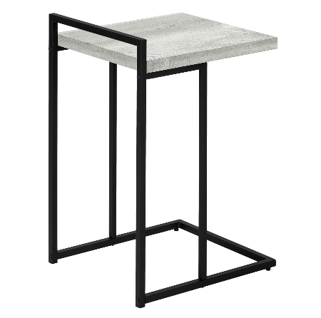 27" Gray and Black Distressed Reclaimed Wood and Metal End Table