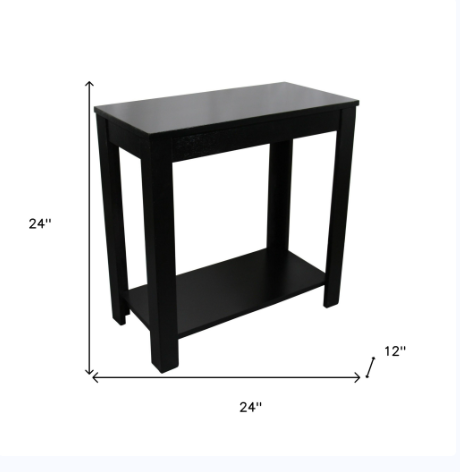 24" Black End Table With Shelf