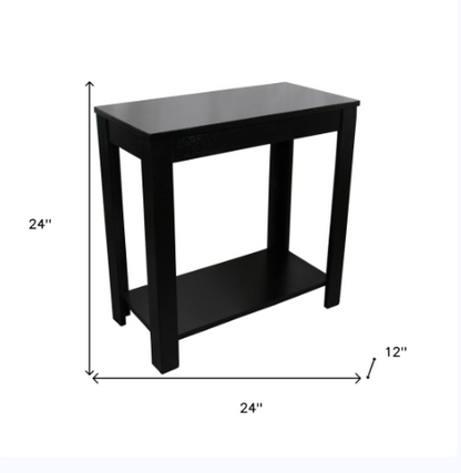 24" Black End Table With Shelf