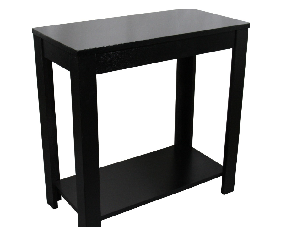 24" Black End Table With Shelf