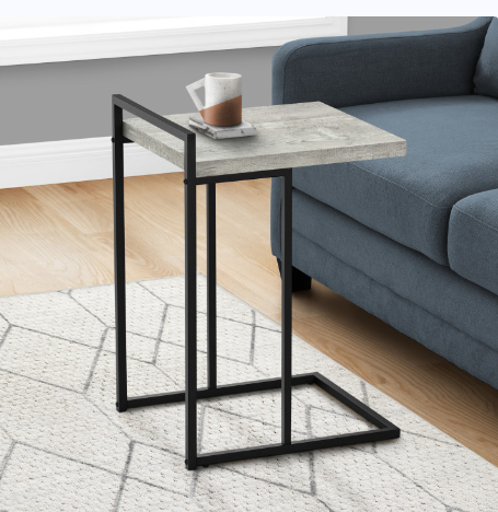 27" Gray and Black Distressed Reclaimed Wood and Metal End Table