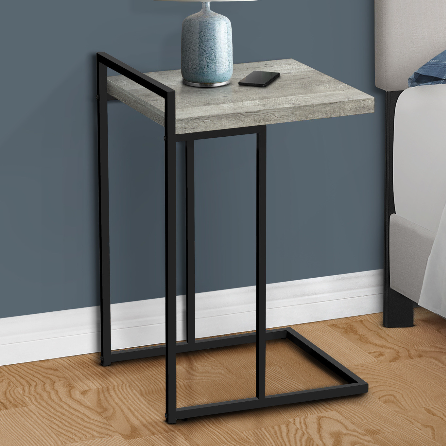 27" Gray and Black Distressed Reclaimed Wood and Metal End Table
