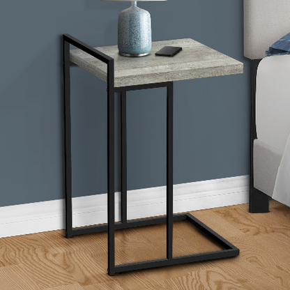 27" Gray and Black Distressed Reclaimed Wood and Metal End Table